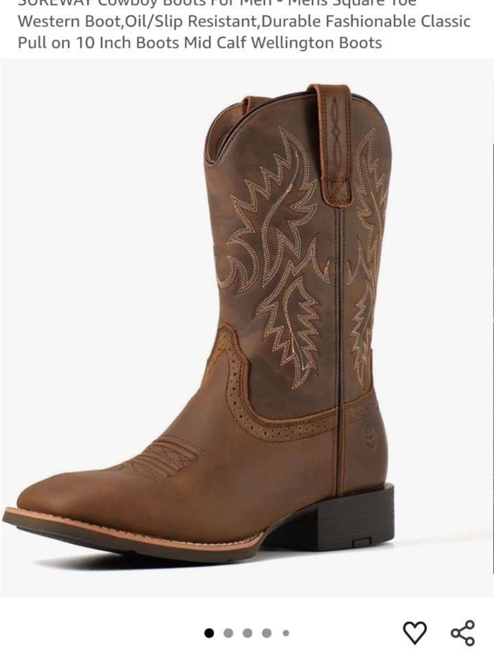 Men's Brown Western Cowboy Boots - Classic Pull-On Wellington